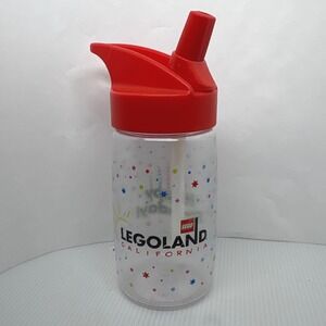 Legoland California Happy Birthday Water Bottle Red Flip Top Lid with Straw
